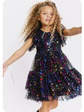 Lola + the Boys Black Star Print Party Dress - 14